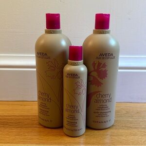 Jumbo 33.8 oz bottles of Aveda Cherry Almond shampoo and conditioner